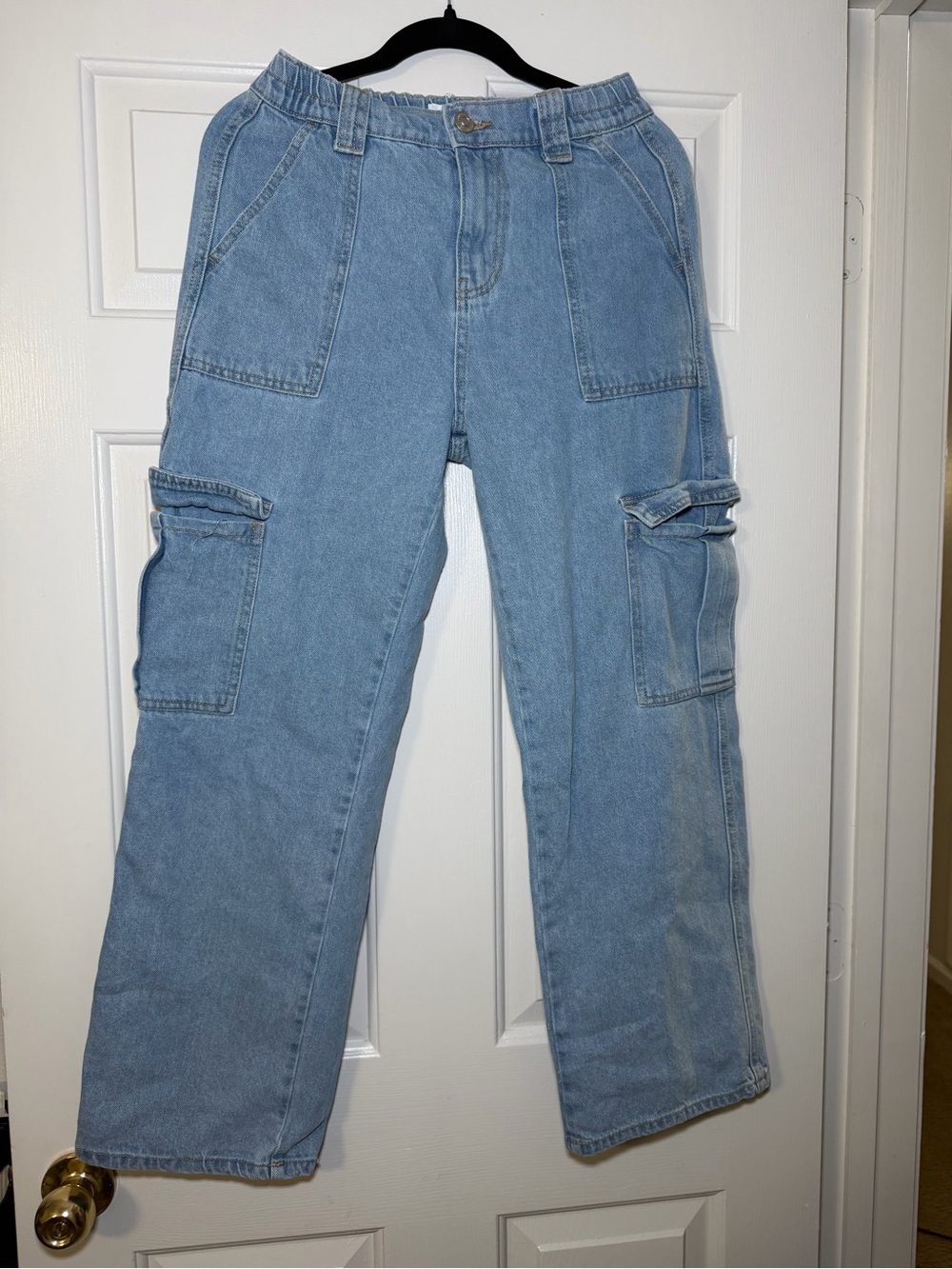 Wax Jean Collection Light Wash Cargo Jeans Size Small Y2K Baggy Utility Pants